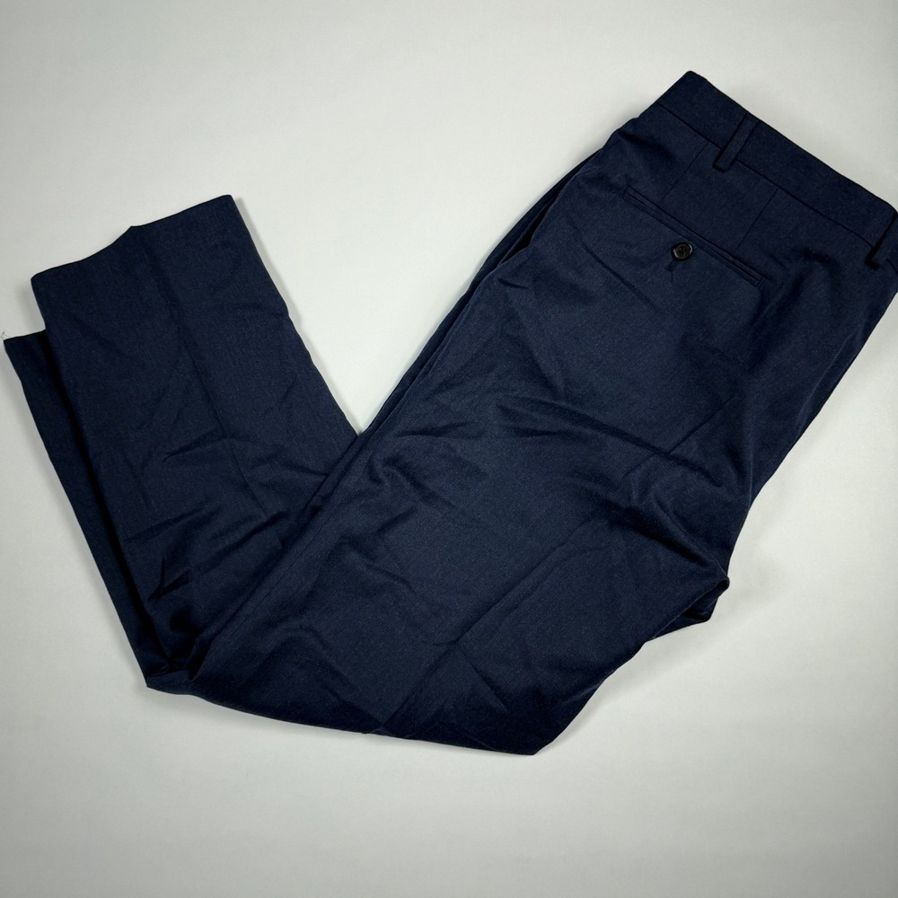Lauren Ralph Lauren Mens Dress Pants 40x30 Navy Blue Flat Front Wool Stretch